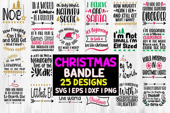 25 Christmas T-shirt Design Bundle