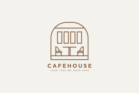 Cafe House Logo Icon Minimalist Line Art
