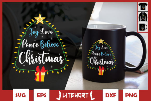 Christmas Tree Joy Love Peace Believe