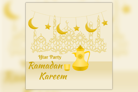 Coffee and Decoration for Iftar Poster
