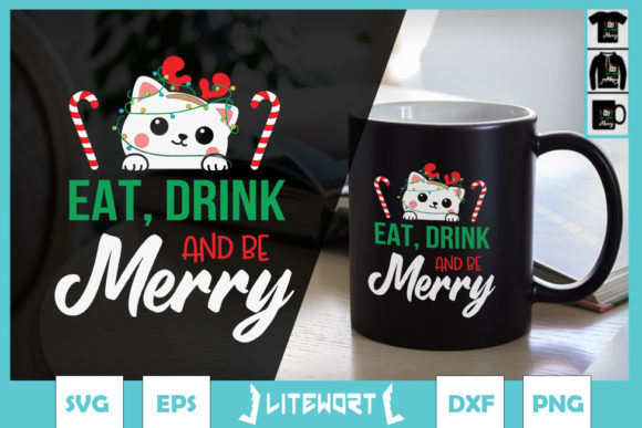 Eat, Drink, and Be Meowy Christmas Cat