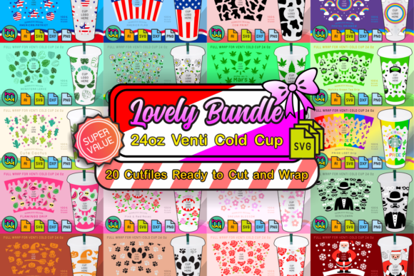 Lovely 24oz Cold Cup Wraps Bundle
