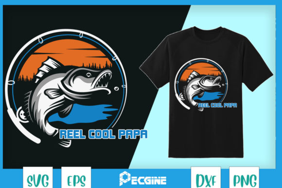 Mens Reel Cool Papa Fishing Dad