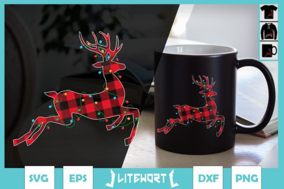 Red Black Christmas Buffalo Plaid Deer