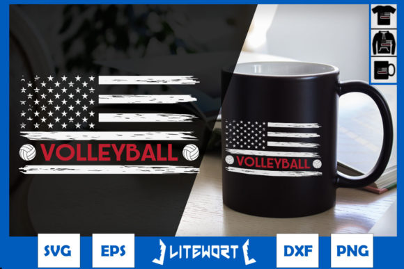 Volleyball Vintage USA American Flag